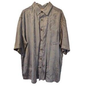 Paradise Blue Men's 2XL Short Sleeve Button Down Shirt Front Pocket Gray